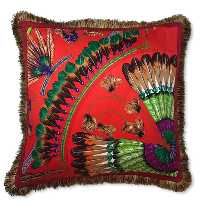 Vintage Hermes Pillow Brazil Detail Vintage Silk Scarf Pillow 28" at Vintage Luxe Up
