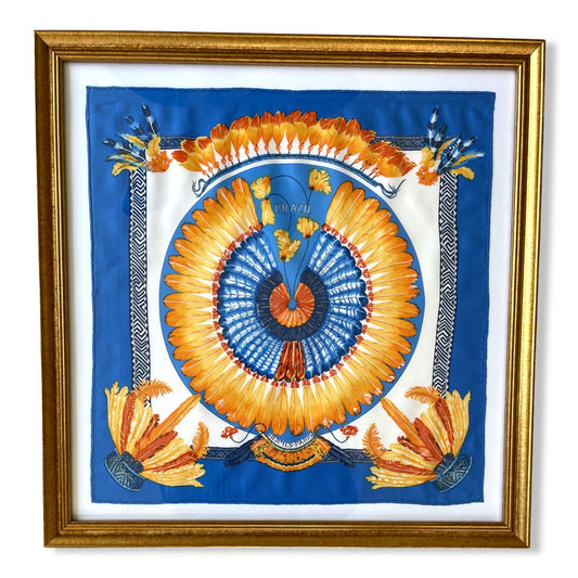Framed Hermes Scarf Brazil Framed Vintage Silk Scarf 20" Vintage Hermes at Vintage Luxe Up
