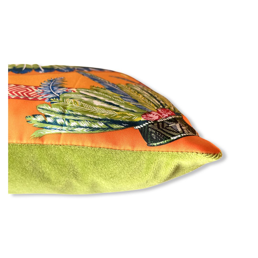 Brazil Vintage Silk Scarf Pillow 17"