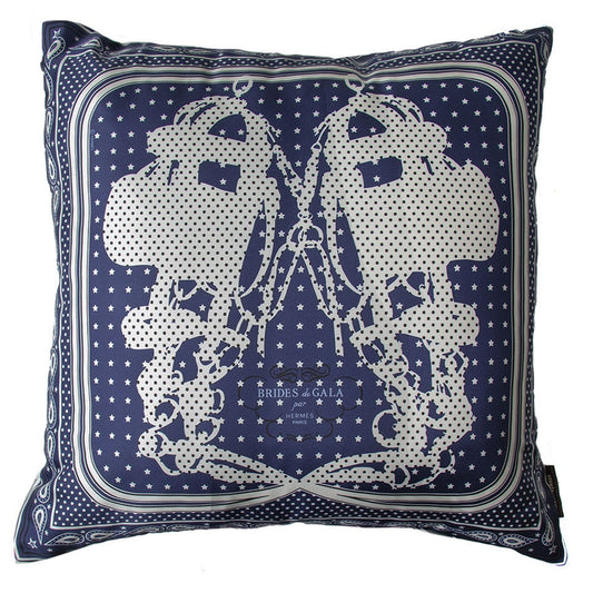 Vintage Hermes Pillow Brides de Gala Bandana Vintage Silk Scarf Pillow 22" at Vintage Luxe Up