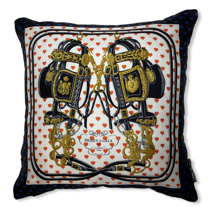 Vintage Hermes Pillow Brides de Gala Love Vintage Silk Scarf Pillow 17" at Vintage Luxe Up