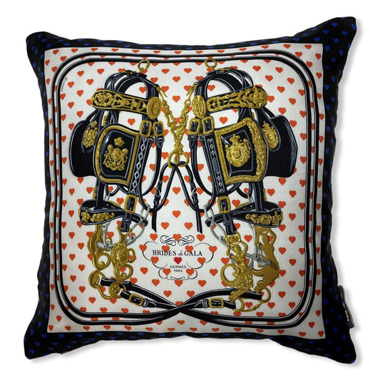 Vintage Hermes Pillow Brides de Gala Love Vintage Silk Scarf Pillow 17" at Vintage Luxe Up