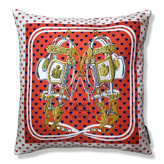 Vintage Hermes Pillow Brides de Gala Love Vintage Silk Scarf Pillow 17" at Vintage Luxe Up