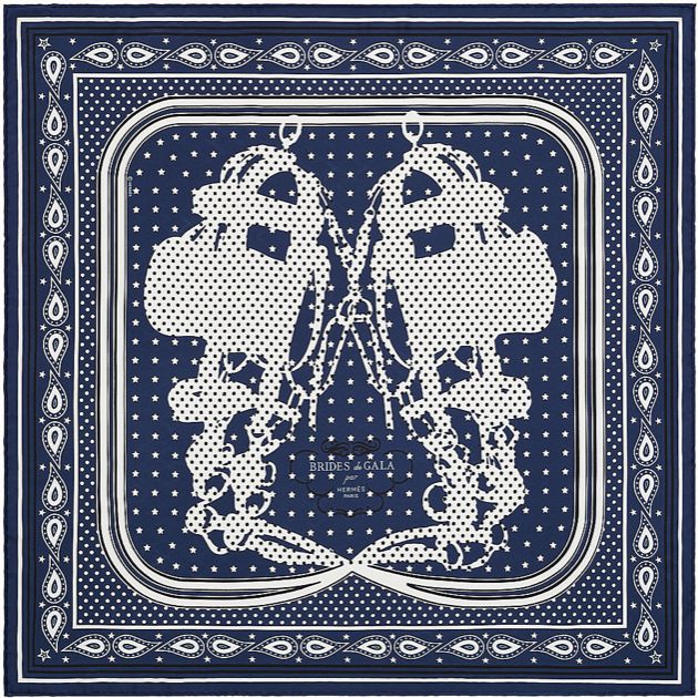 Brides de Gala Navy Bandana Vintage Silk Scarf Pillow 22"