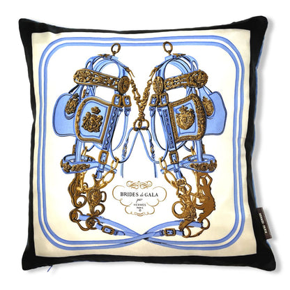 Vintage Hermes Pillow Brides de Gala Vintage Silk Scarf Pillow 17" at Vintage Luxe Up