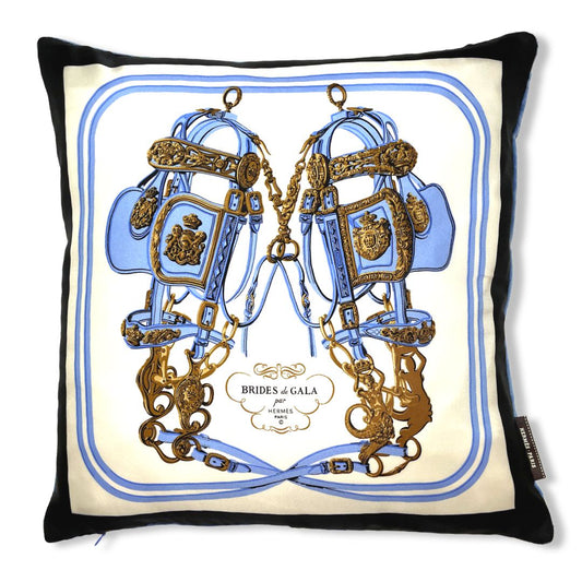 Vintage Hermes Pillow Brides de Gala Vintage Silk Scarf Pillow 17" at Vintage Luxe Up