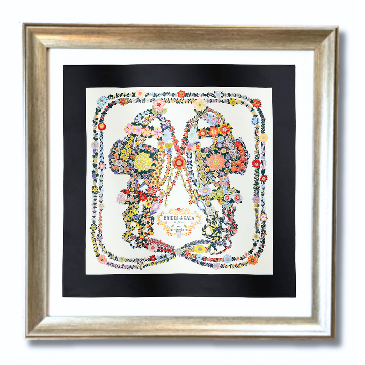 Brides de Gala en Fleurs Vintage Framed Silk Scarf 42"