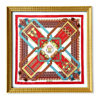 Framed Hermes Scarf Brins d'Or Framed Vintage Silk Scarf 20" Vintage Hermes at Vintage Luxe Up