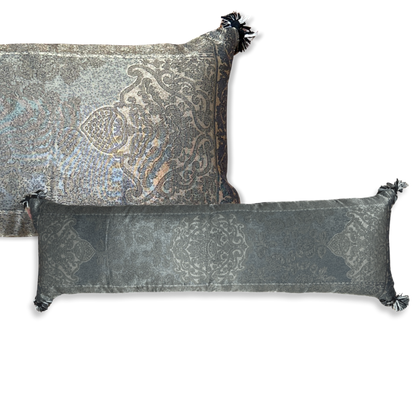 Vintage Etro Pillow Bronze Paisley Vintage Lurex & Silk Scarf Lumbar Pillow 52” at Vintage Luxe Up
