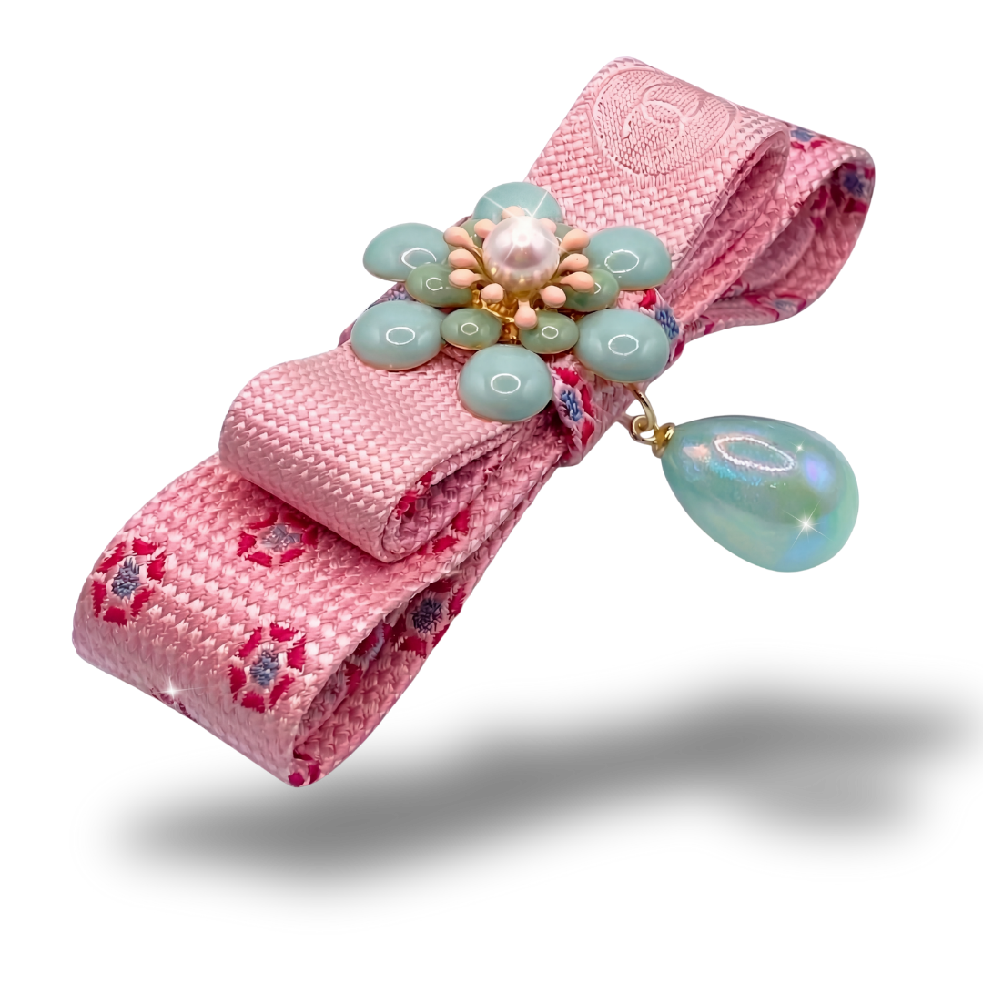 CC Flower Vintage Silk Necktie Bar Brooch