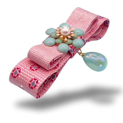 CC Flower Vintage Silk Necktie Bar Brooch