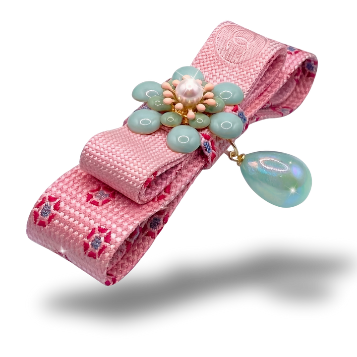 CC Flower Vintage Silk Necktie Bar Brooch