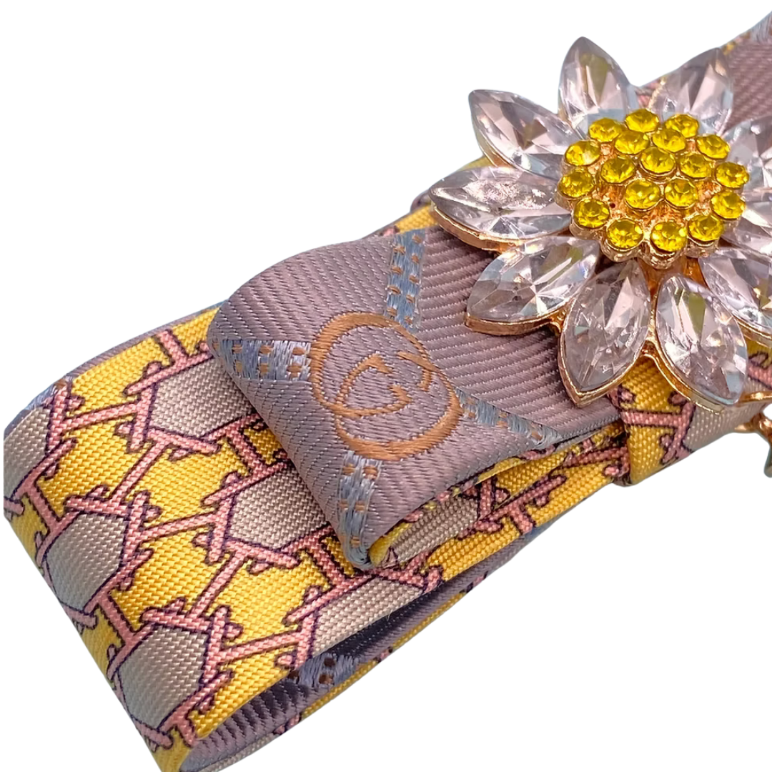 Flower Vintage Silk Necktie Bar Brooch