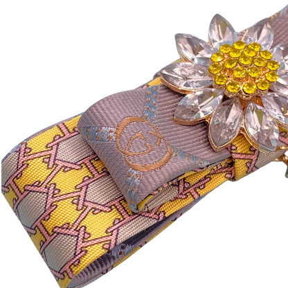 Flower Vintage Silk Necktie Bar Brooch