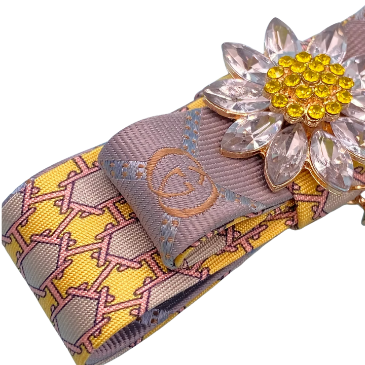 Flower Vintage Silk Necktie Bar Brooch