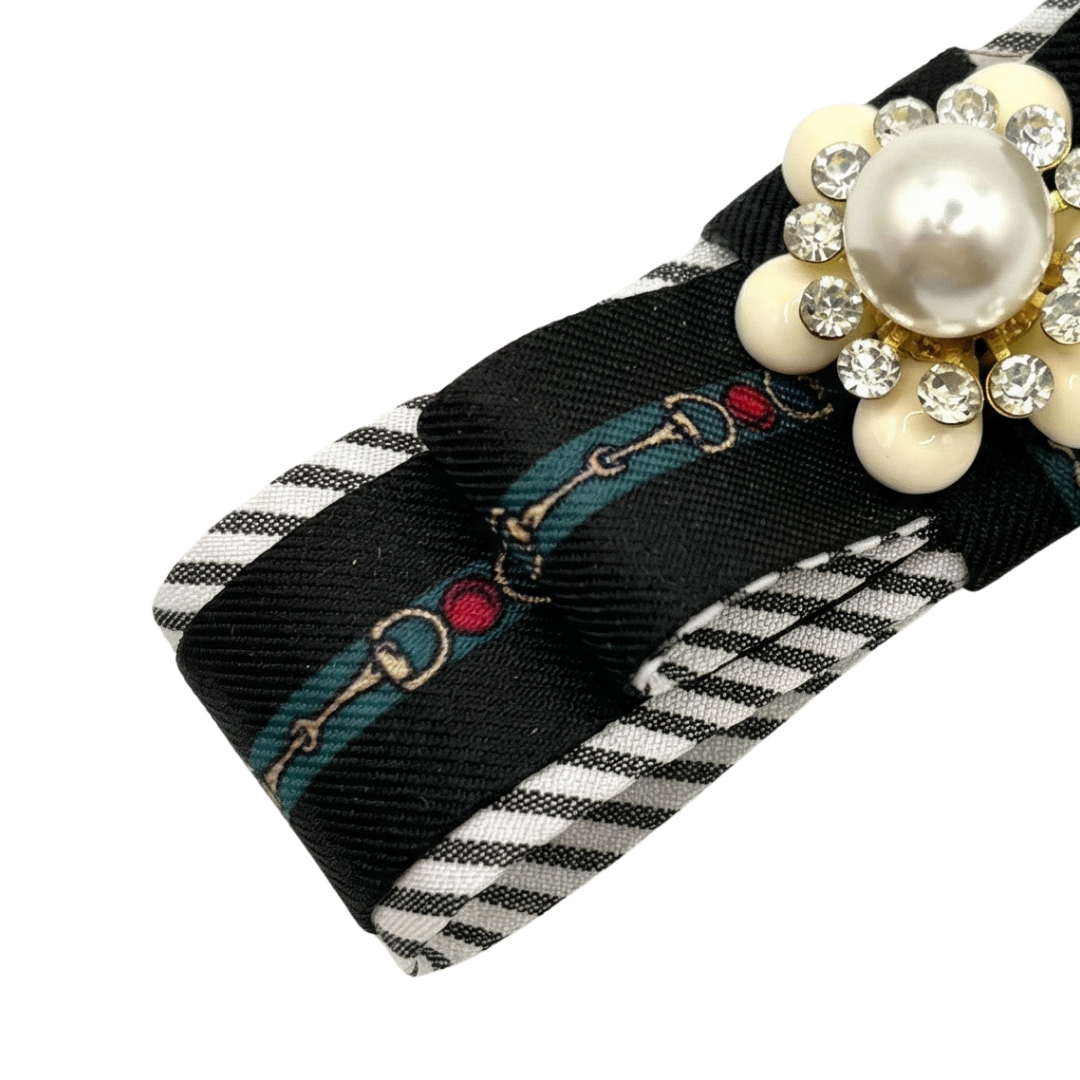 Horsebit Stripe Vintage Silk Necktie Bar Brooch