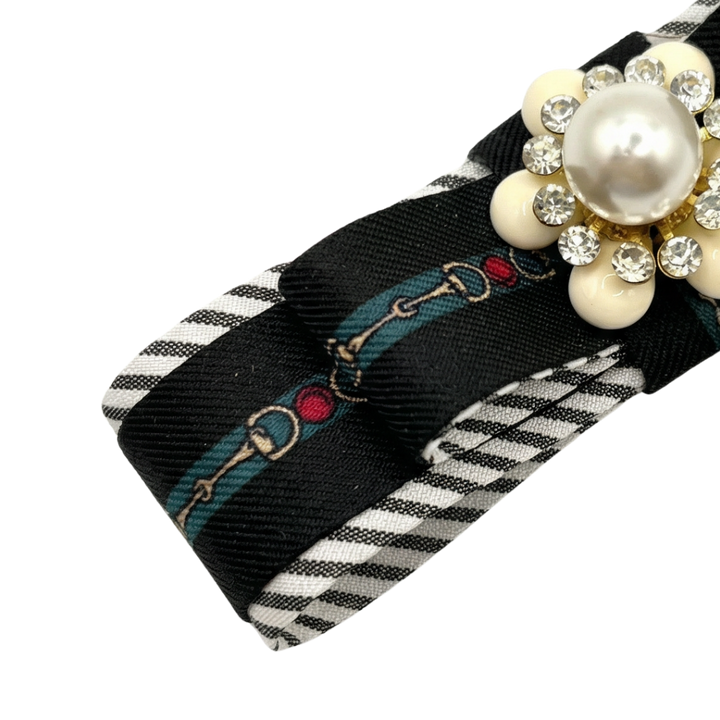 Horsebit Stripe Vintage Silk Necktie Bar Brooch