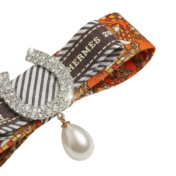 Jockey Print Vintage Silk Necktie Bar Brooch