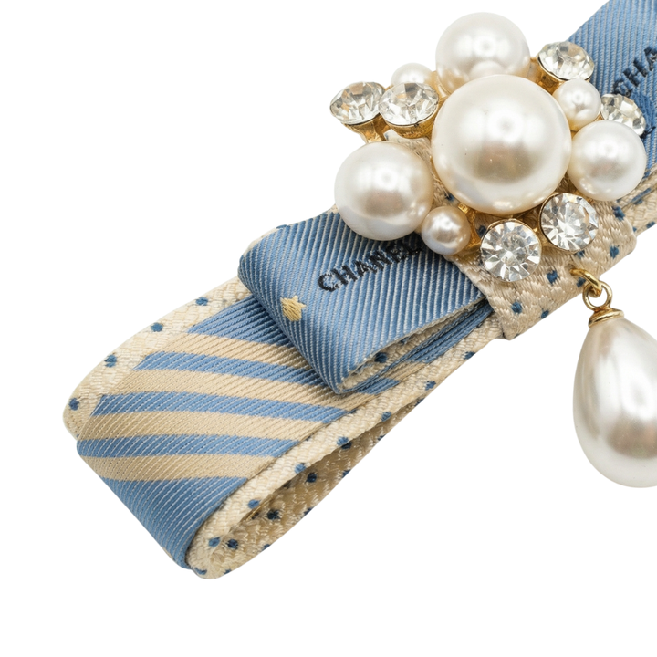Chanel Silk Necktie Bar Brooch Luxury Accessory