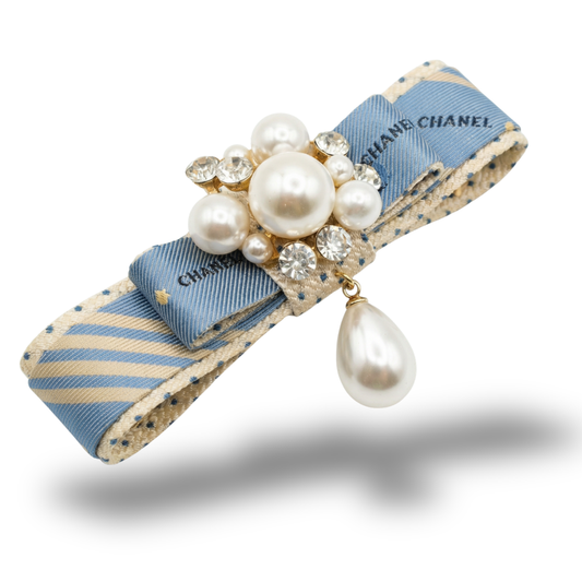 Chanel Silk Necktie Bar Brooch Luxury Accessory