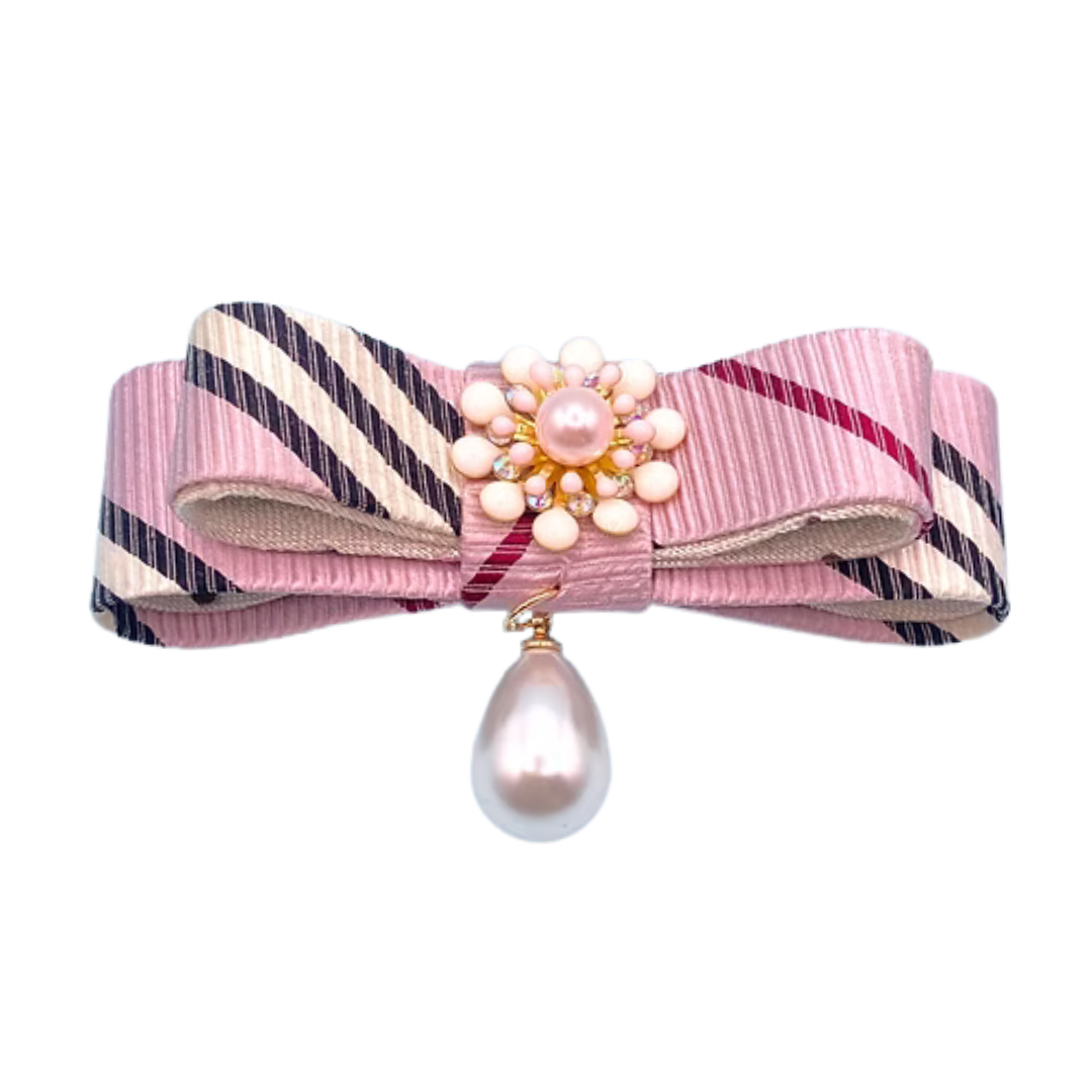 Nova Stripe Vintage Silk Necktie Bar Brooch