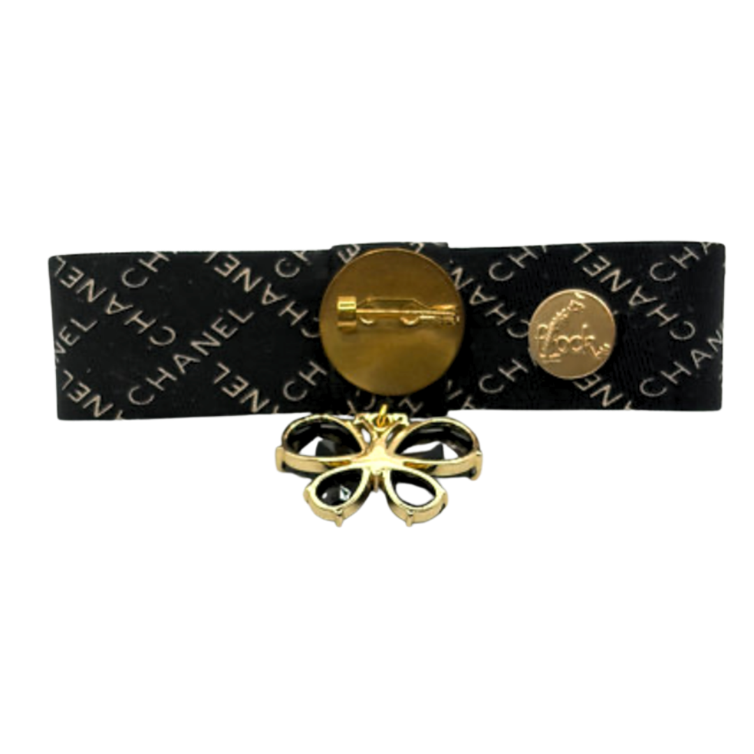 Logo Trellis Noir Butterfly Vintage Silk Necktie Bar Brooch