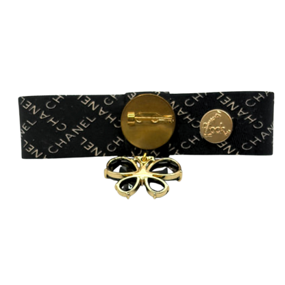 Logo Trellis Noir Butterfly Vintage Silk Necktie Bar Brooch