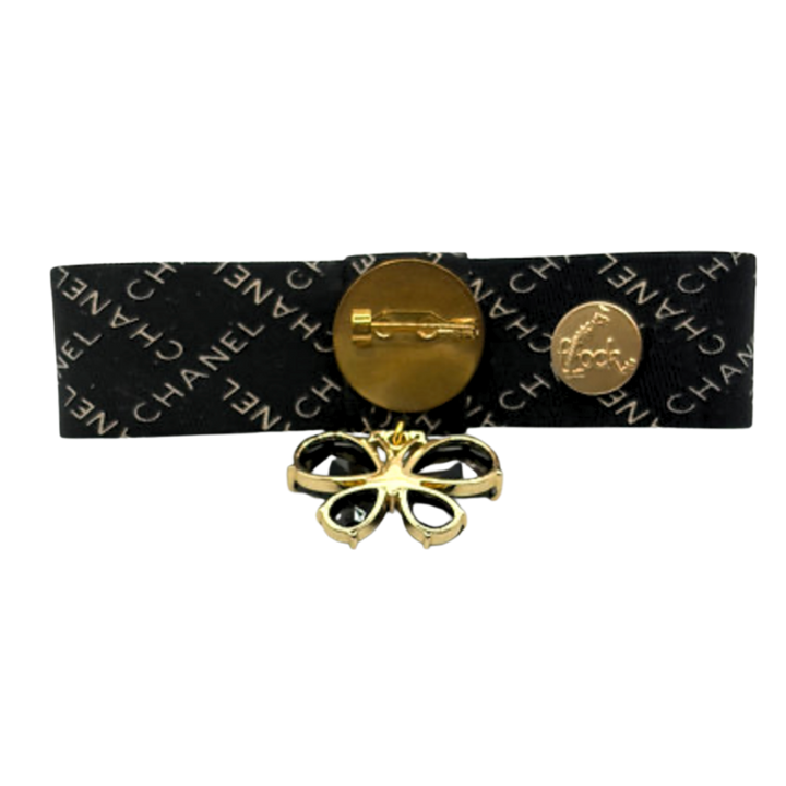 Logo Trellis Noir Butterfly Vintage Silk Necktie Bar Brooch