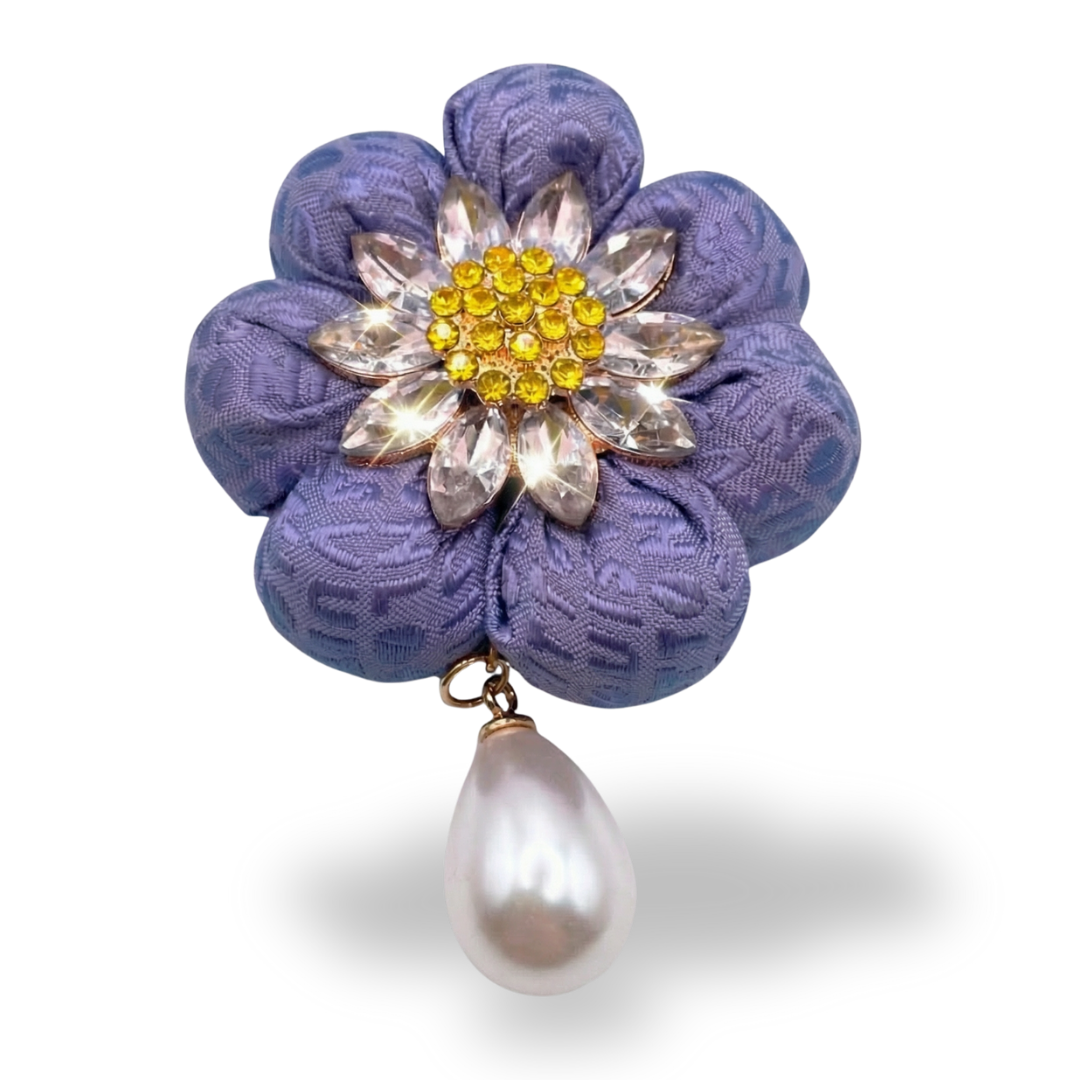 LV Flower Vintage Silk Necktie Rosette Brooch