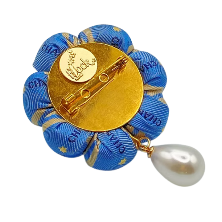Pearl Cluster Flower Vintage Silk Necktie Rosette Brooch