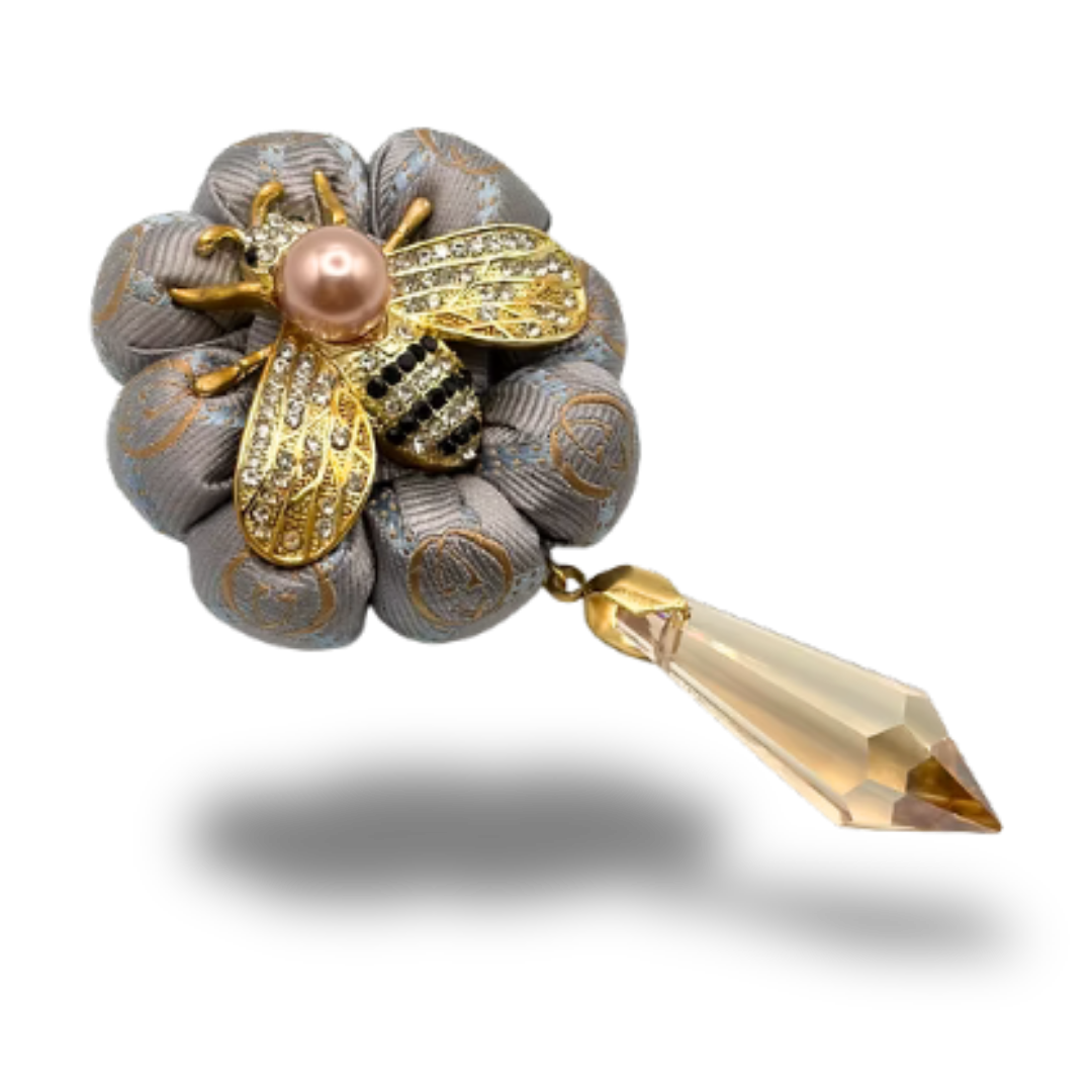 Gucci Vintage Silk Necktie Rosette Brooch | Gucci Jewelry