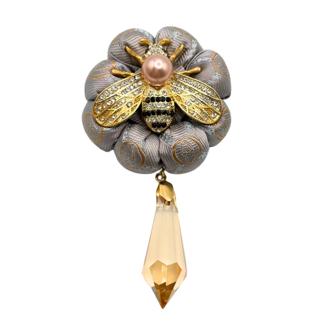 Gucci Vintage Silk Necktie Rosette Brooch | Gucci Jewelry