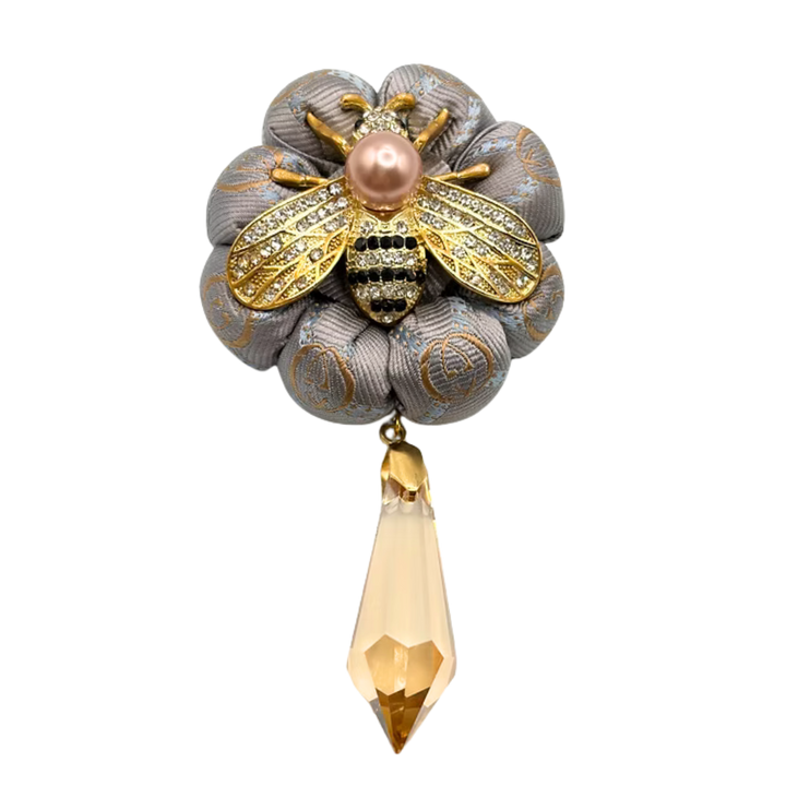 Gucci Vintage Silk Necktie Rosette Brooch | Gucci Jewelry