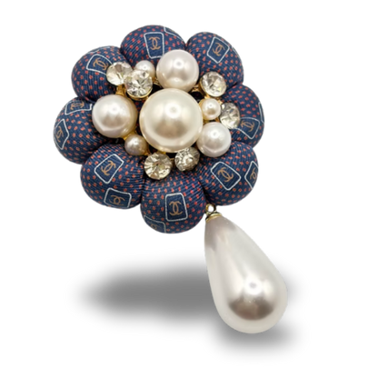CC Vintage Silk Necktie Rosette Brooch