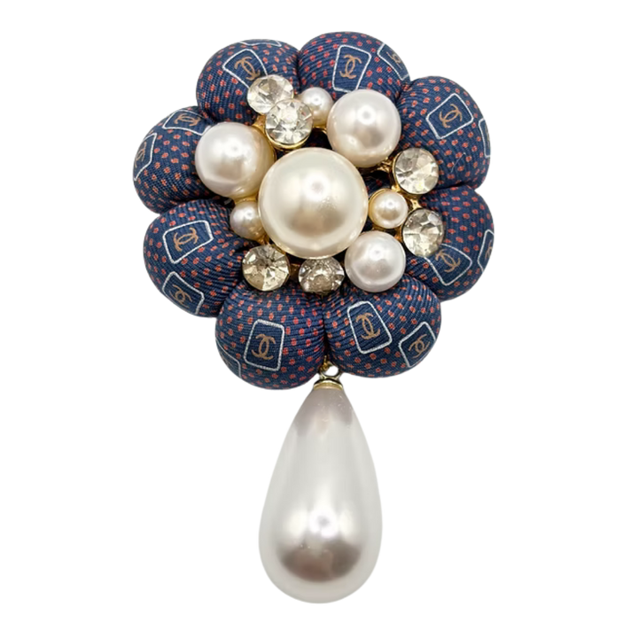 CC Vintage Silk Necktie Rosette Brooch