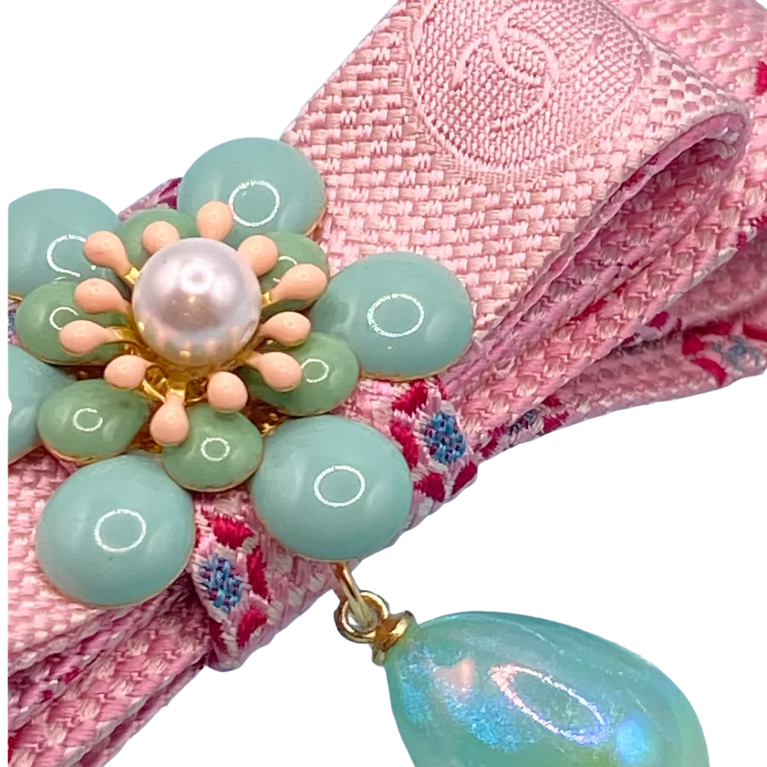 CC Flower Vintage Silk Necktie Bar Brooch