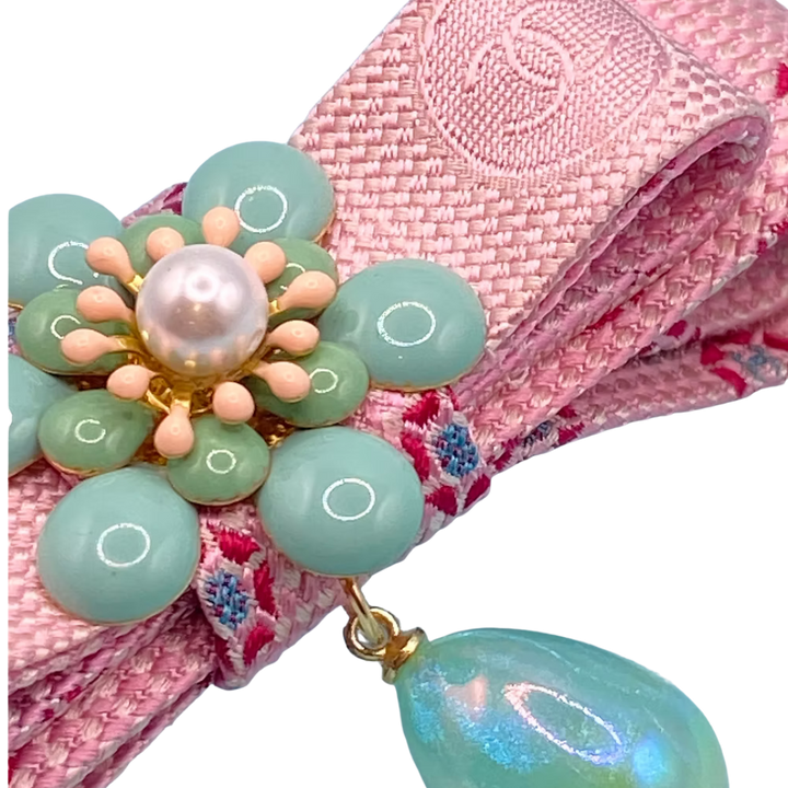 CC Flower Vintage Silk Necktie Bar Brooch