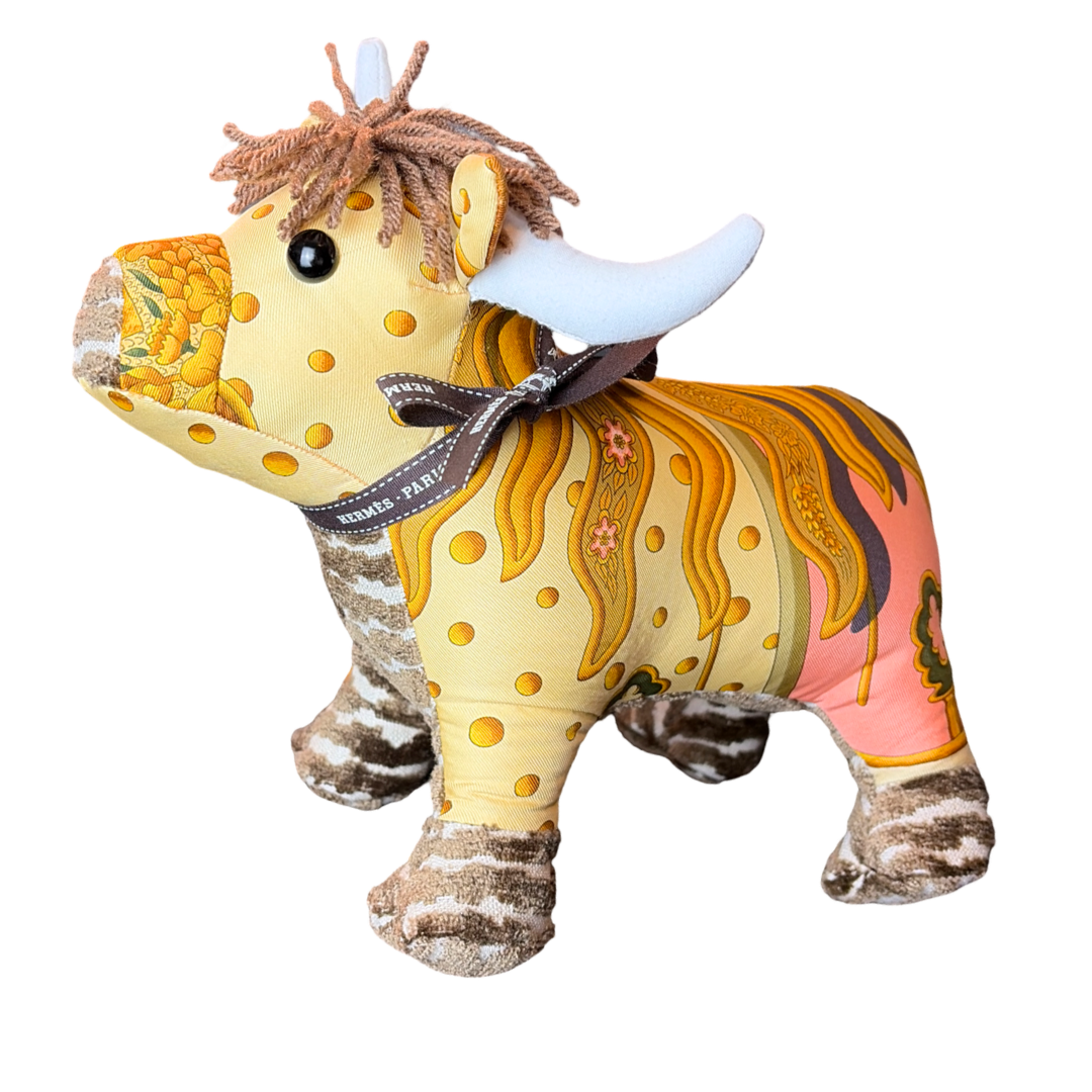 Hermes Carpe Diem Scarf | Bull Stuffed Animal