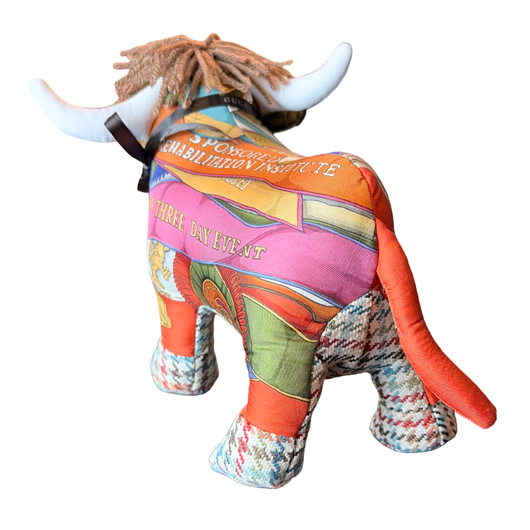Horse Ribbons Vintage Silk Scarf Prosperous Bull