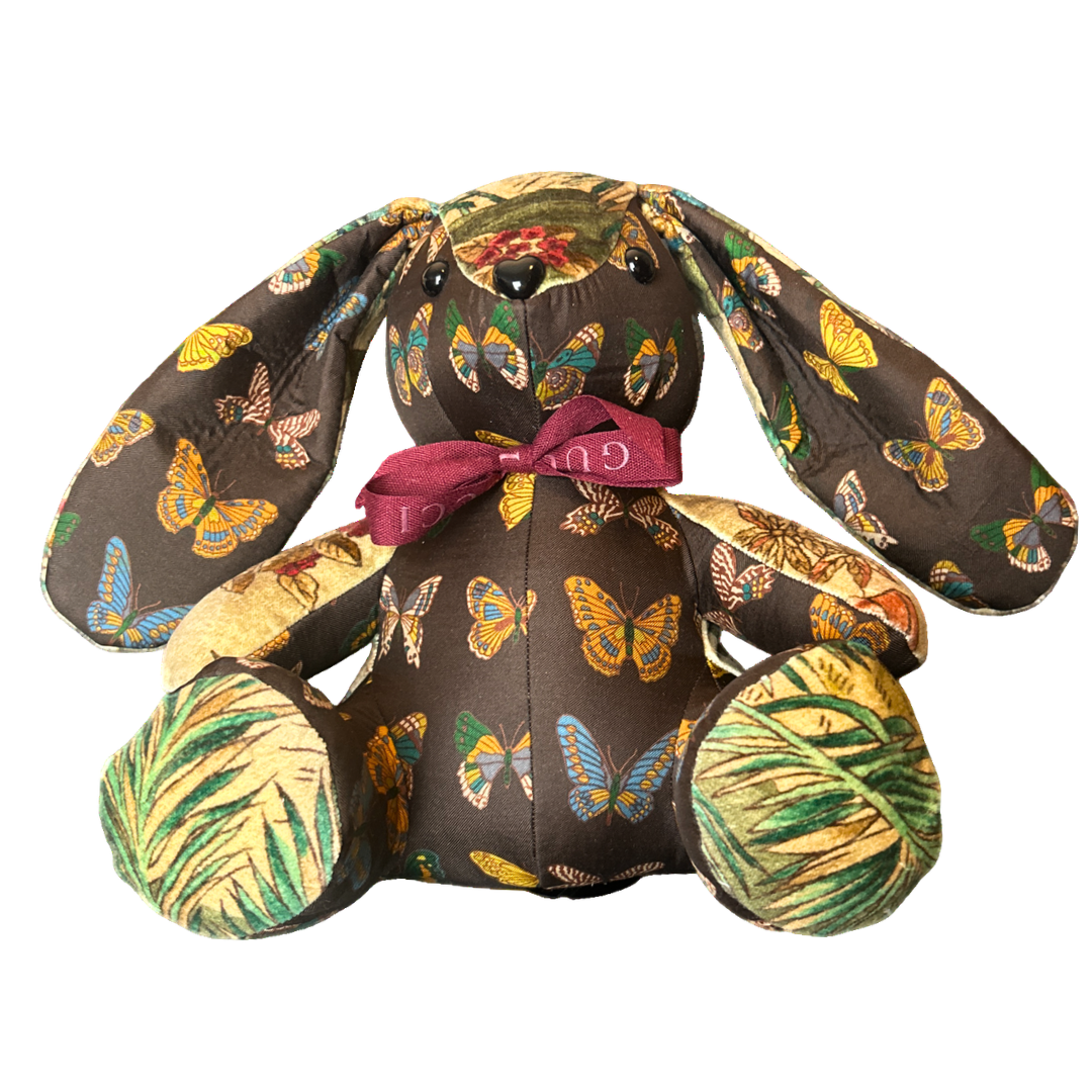 Gucci Farfalle Butterfly Scarf Patchwork Bunny at Vintage Luxe Up