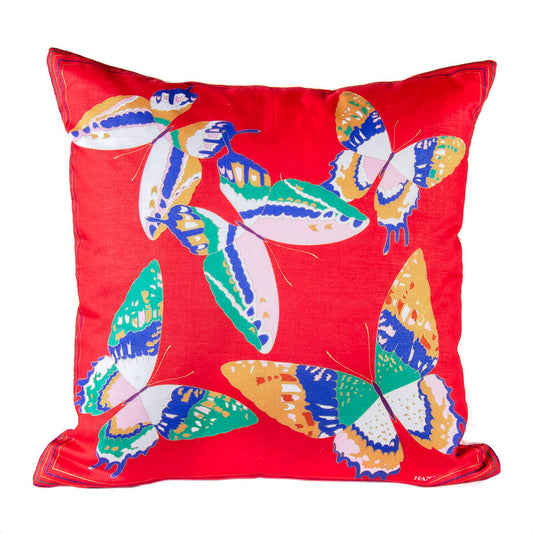 Vintage Hanae Mori Pillow Butterfly Vintage Scarf Pillow 17" at Vintage Luxe Up