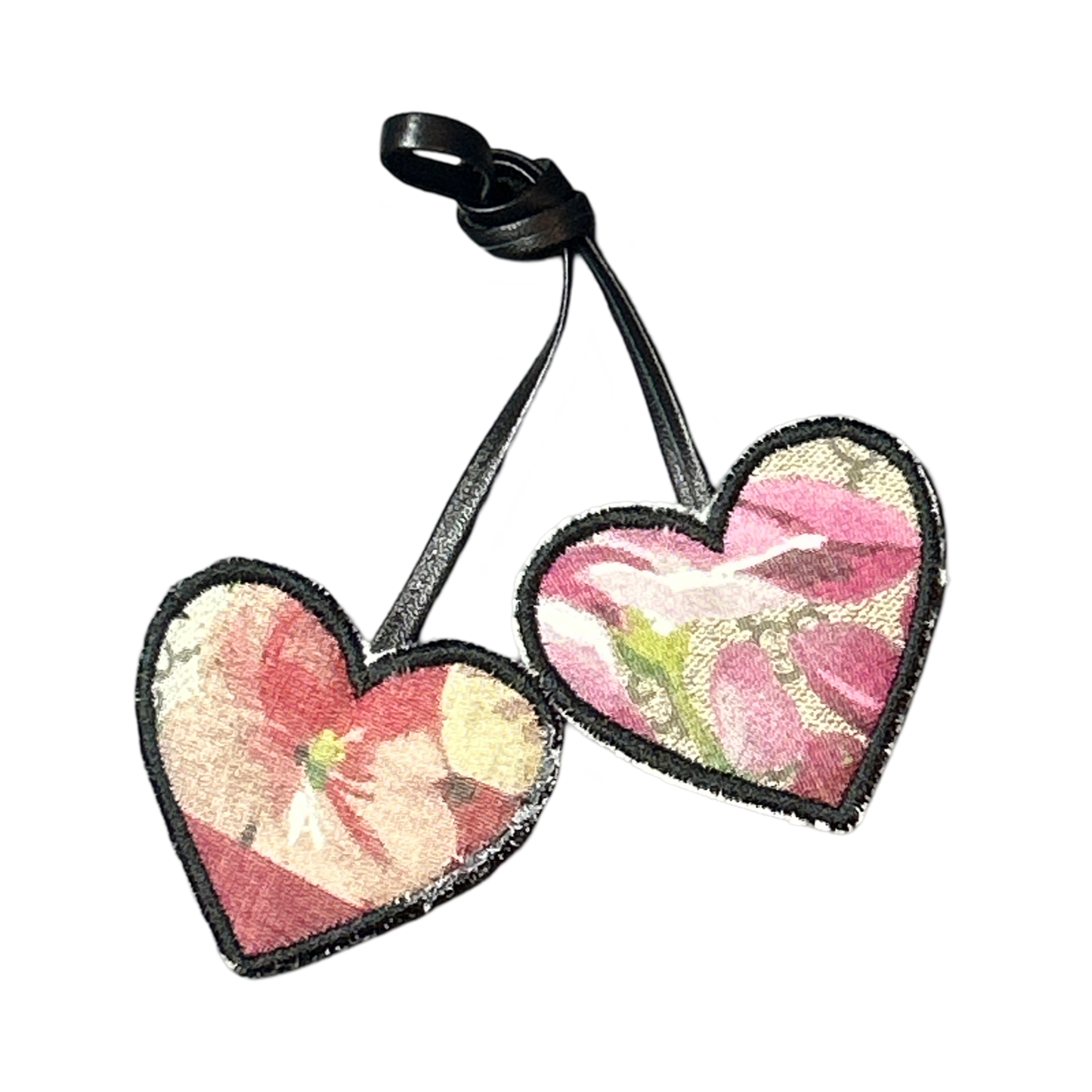 GG Blooms Pink Scarf Double Heart Bag Charm