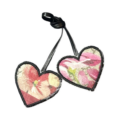 GG Blooms Pink Scarf Double Heart Bag Charm