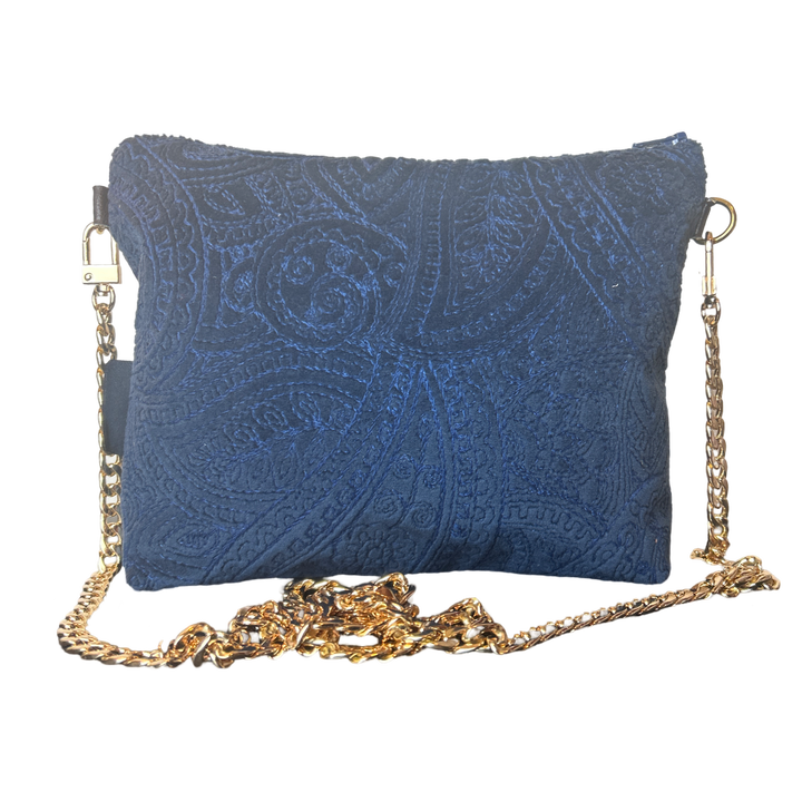 Trotter Blue & White Vintage Silk Scarf Crossbody Bag