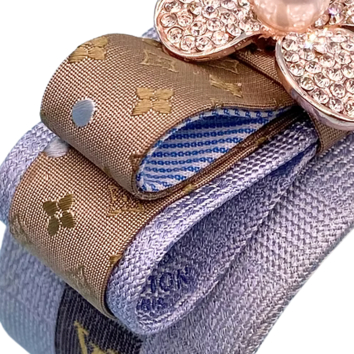 Flower LV Logo Vintage Silk Necktie Cuff Bracelet