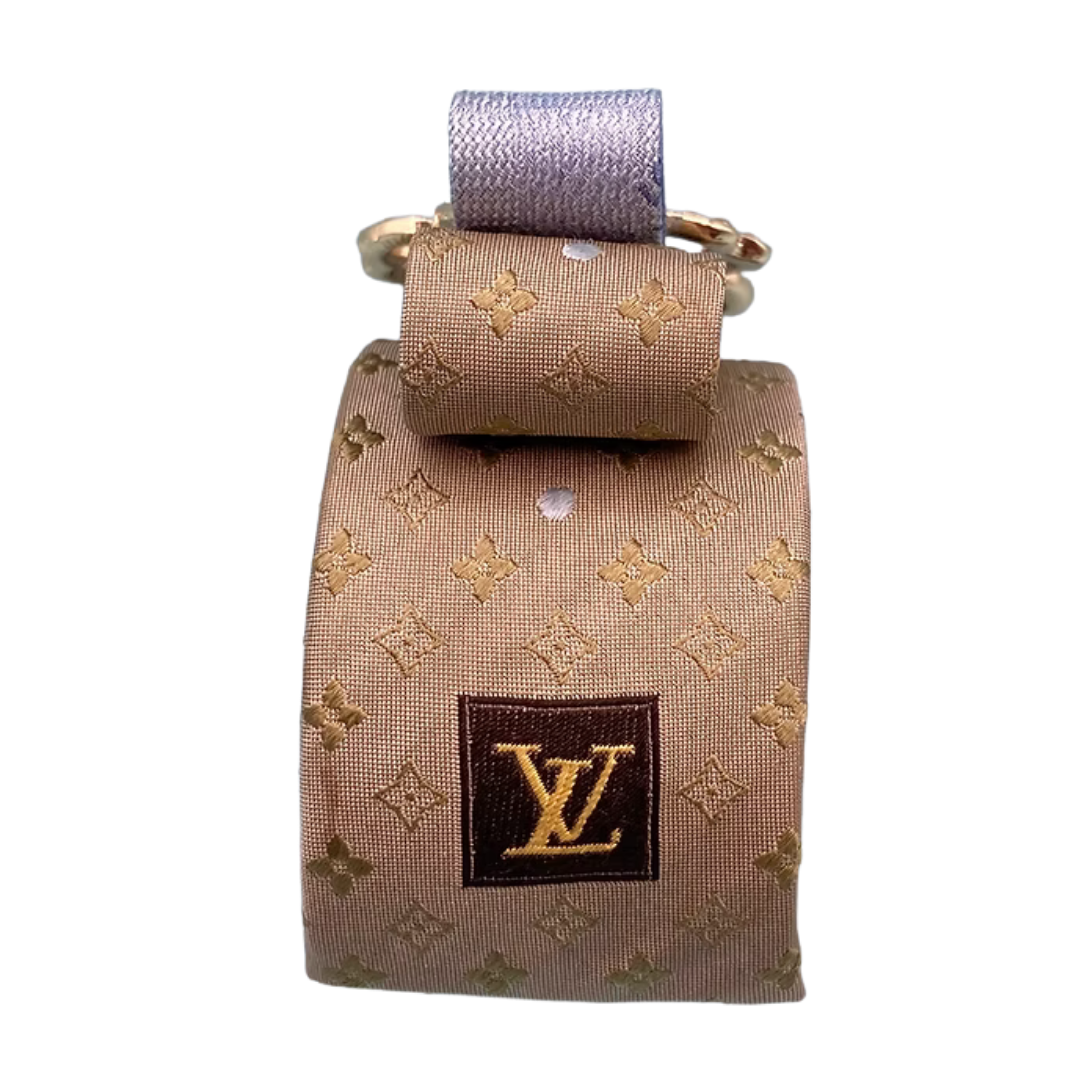Flower LV Logo Vintage Silk Necktie Cuff Bracelet