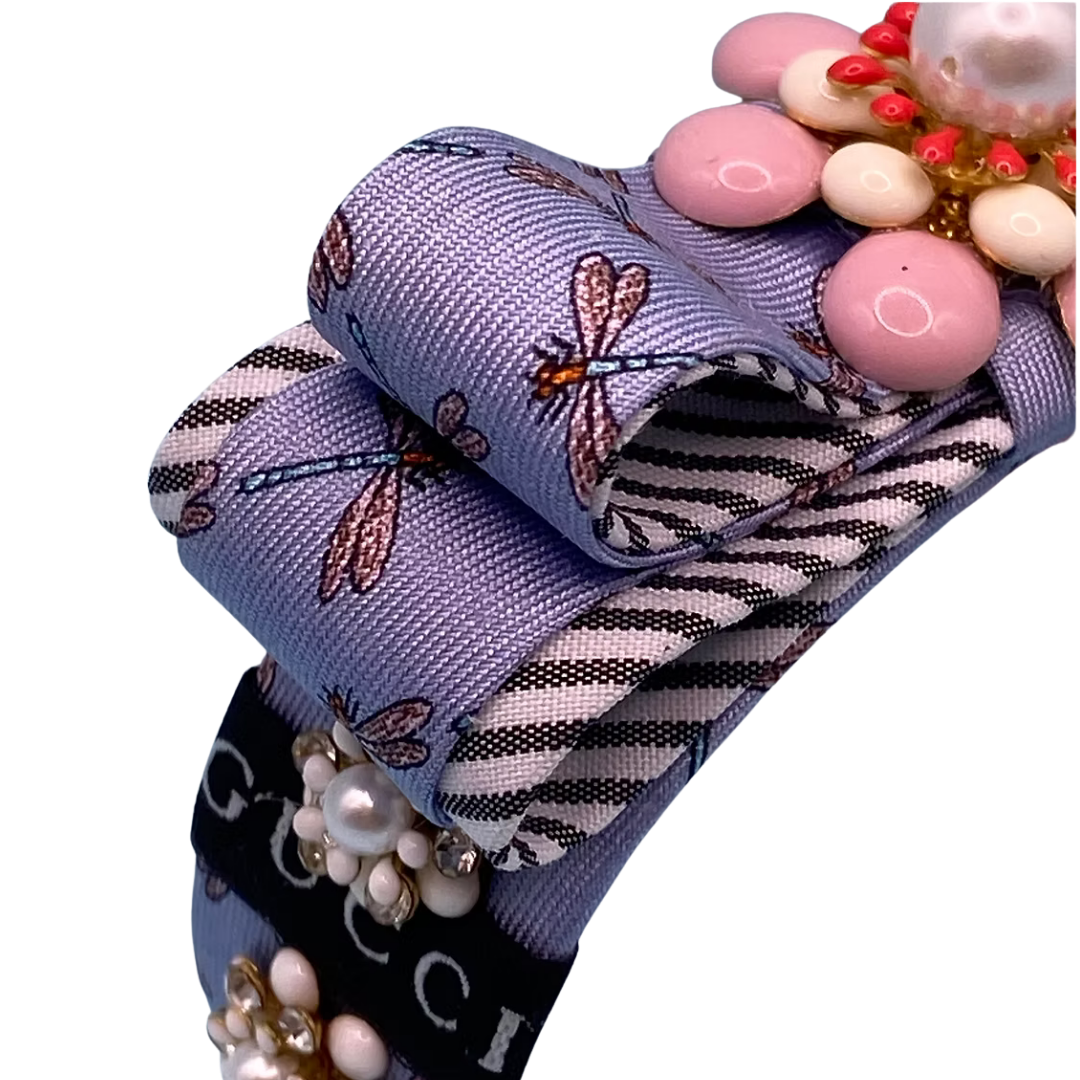 Dragonfly Vintage Silk Necktie Cuff Bracelet