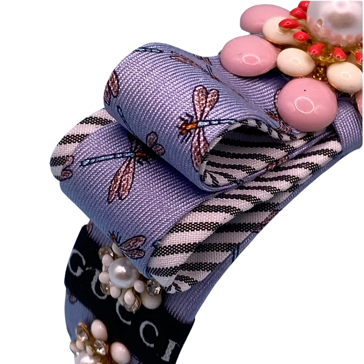 Dragonfly Vintage Silk Necktie Cuff Bracelet