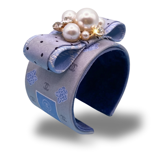 Chanel Silk Necktie Cuff Bracelet by Flock by Wild for Vintage Luxe Up