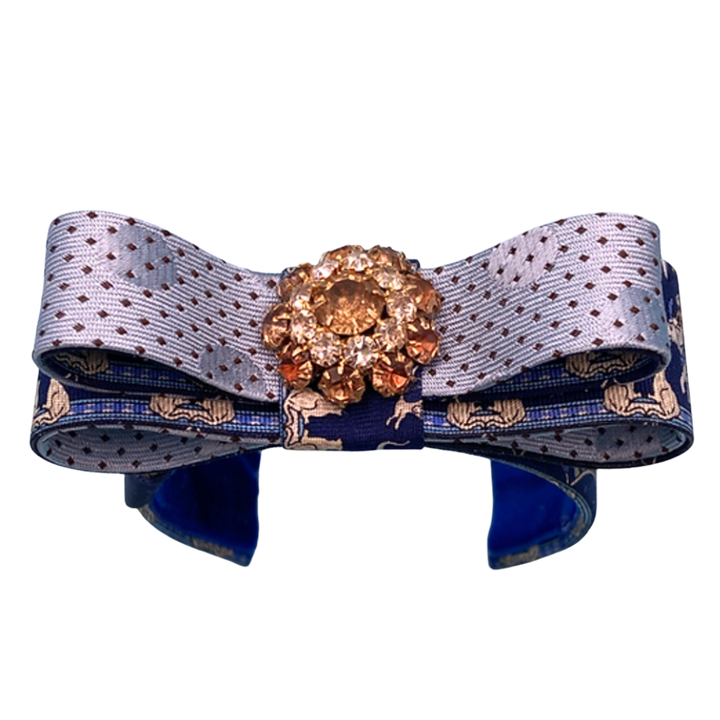 Circus Print Vintage Silk Necktie Cuff Bracelet